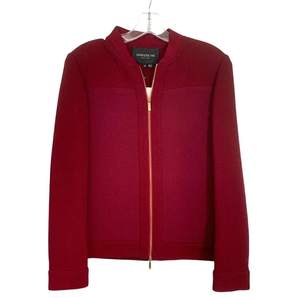 NEW Lafayette 148 New York Sz EU 38 US 2 Shiraz Wool Knit Zip Career Jacket NWT